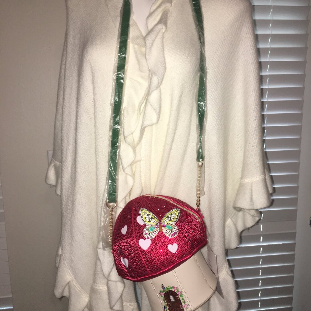 Betsey Johnson Mushroom Butterfly Crossbody Purse - So Unique  New - Picture 6 of 6